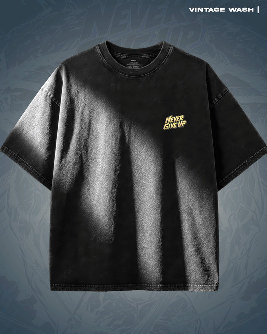 Abhimanyu : Never Give Up Vintage Wash T-shirt Covert