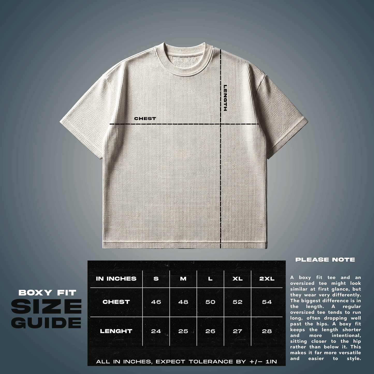 Boxy Fit Size Chart