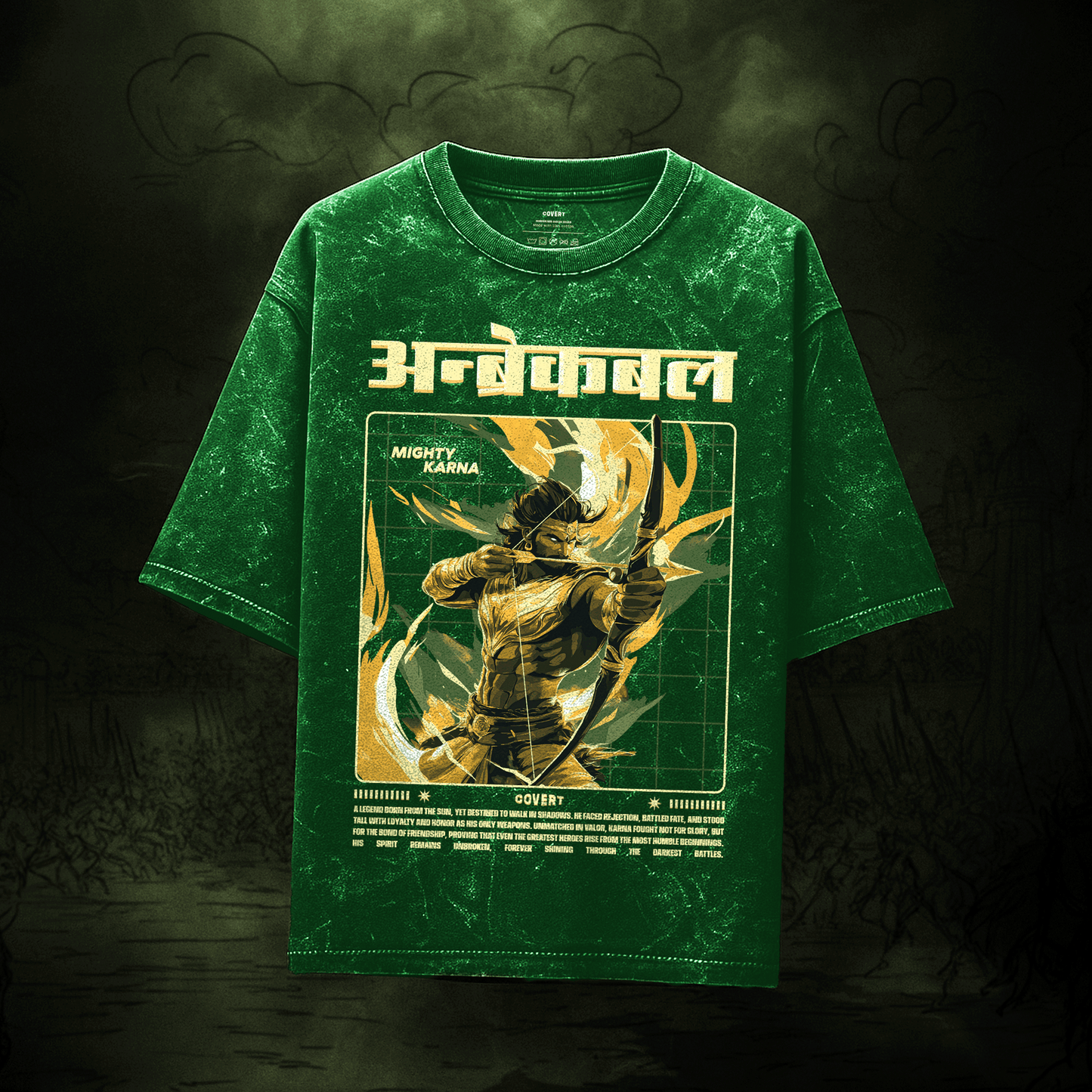 Karna: The Unbroken Warrior Oversized T-shirt (Acid Wash) Covert