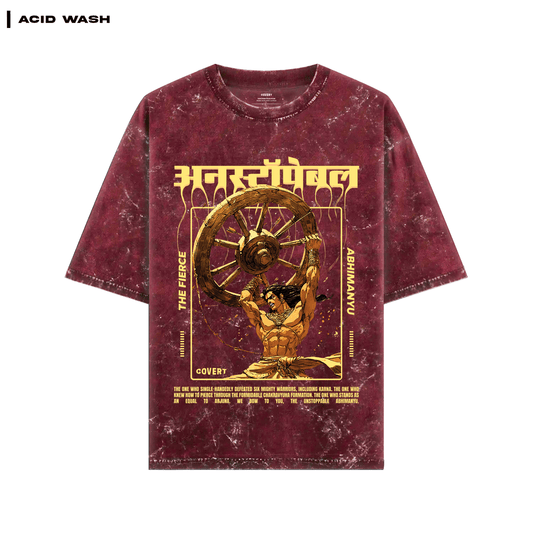 The Unstoppable Abhimanyu Oversized T-shirt (Acid Wash) Covert