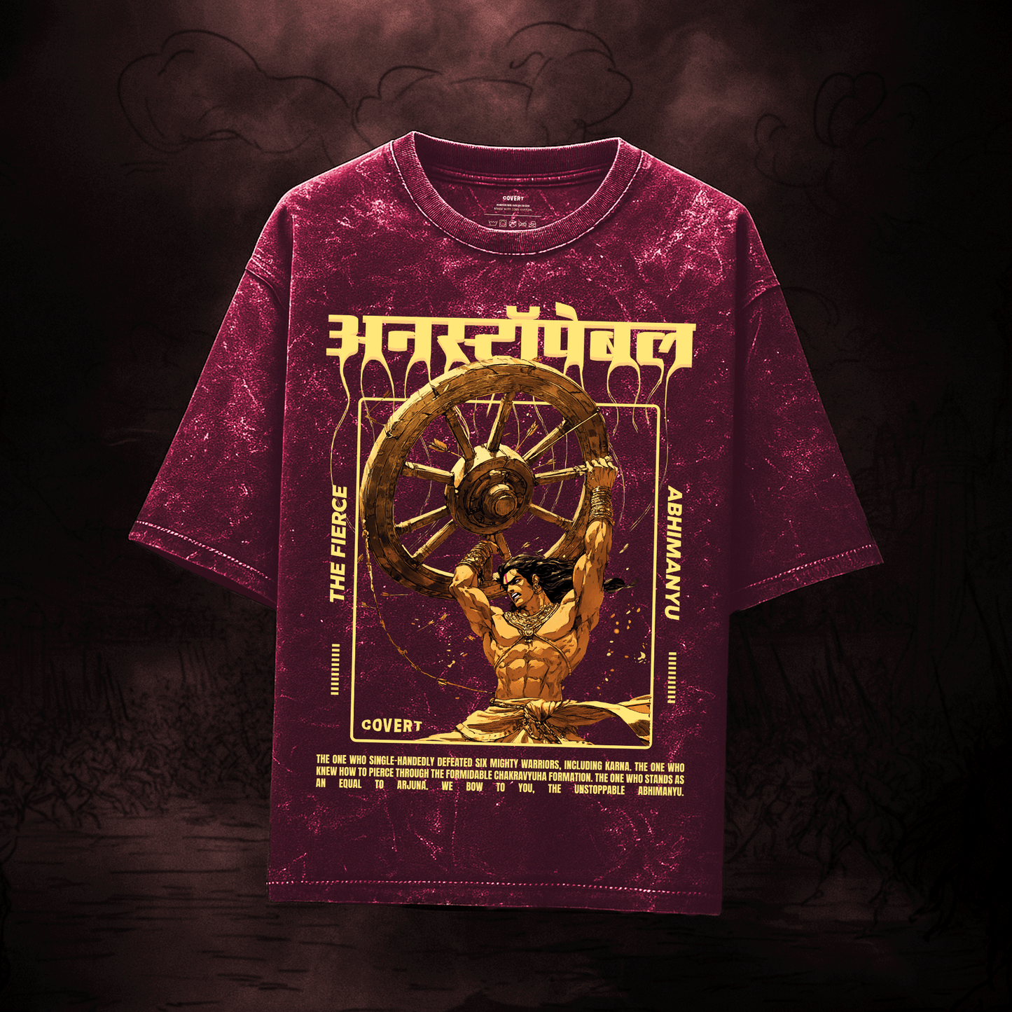The Unstoppable Abhimanyu Oversized T-shirt (Acid Wash) Covert