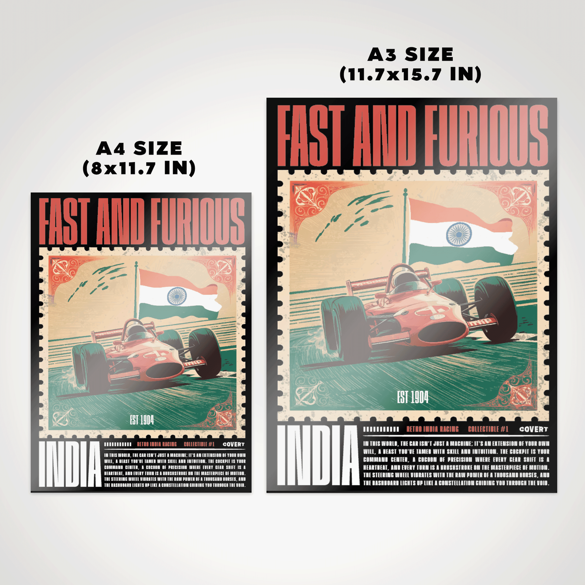 Retro Racer India Metal Poster (Limited Edition Collectible) - Covert
