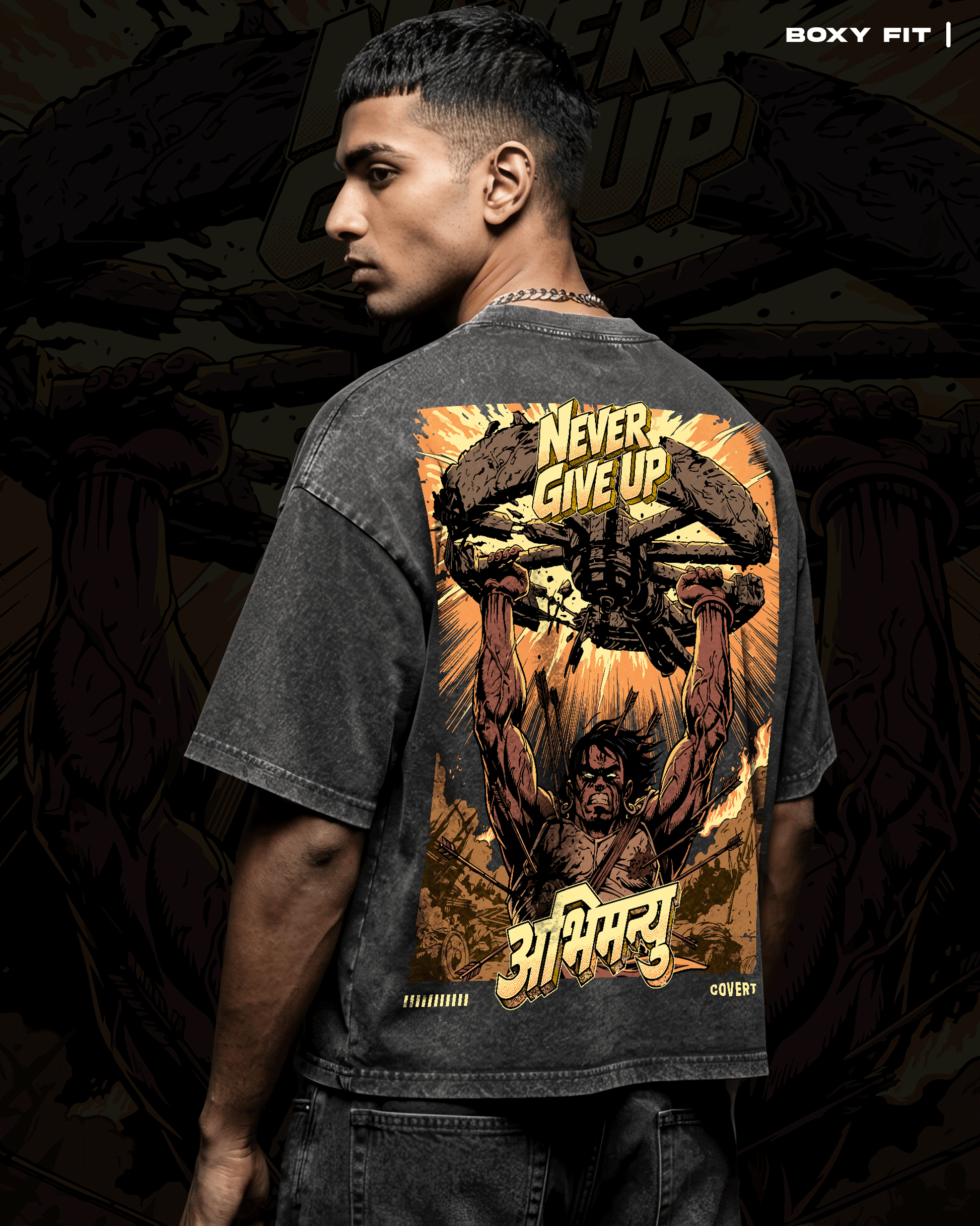 Abhimanyu : Never Give Up T-shirt - Covert