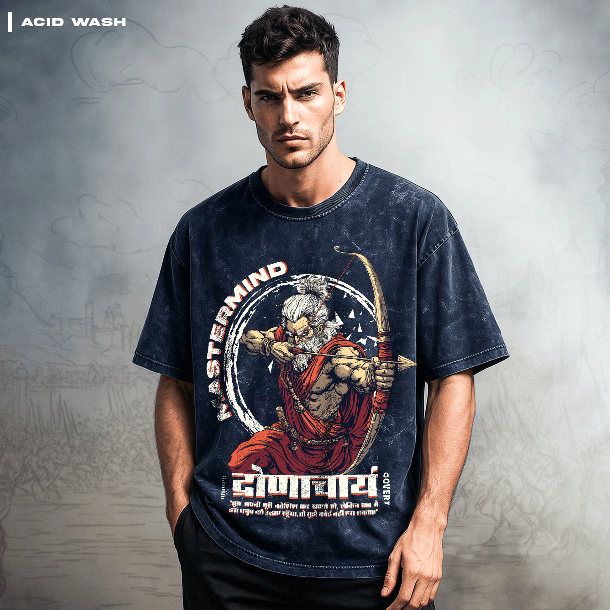 Guru Drona: The Mastermind Oversized T-shirt (Acid Wash) – Covert Guru Drona: The Mastermind Oversized T-shirt (Acid Wash) – Covert