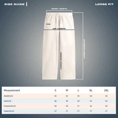 Korean Sweatpants Covert size chart
