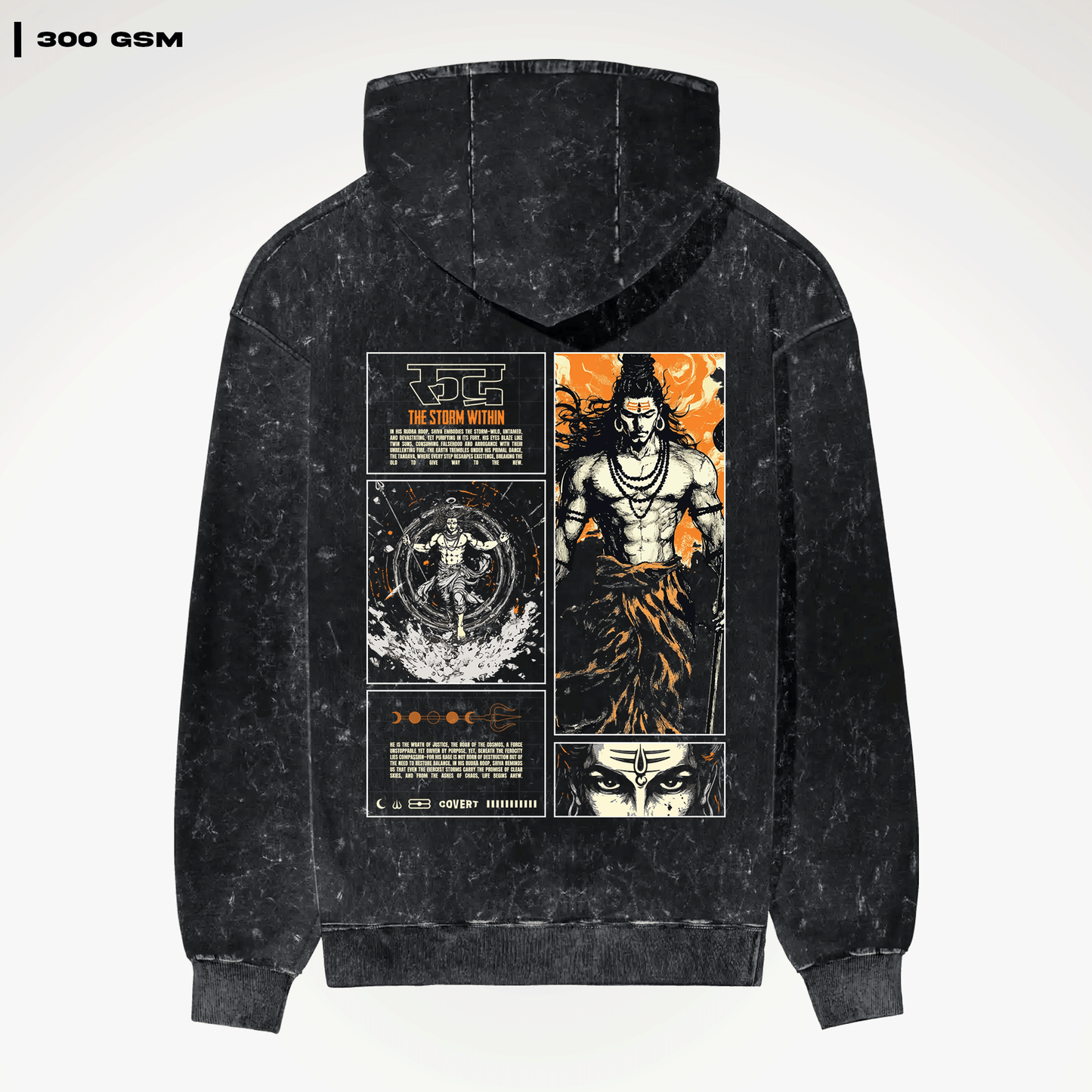 Rudra: The Storm Within Acid Wash Hoodie - Covert