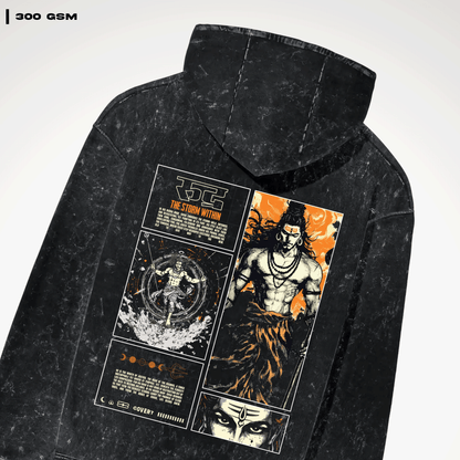Rudra: The Storm Within Acid Wash Hoodie - Covert
