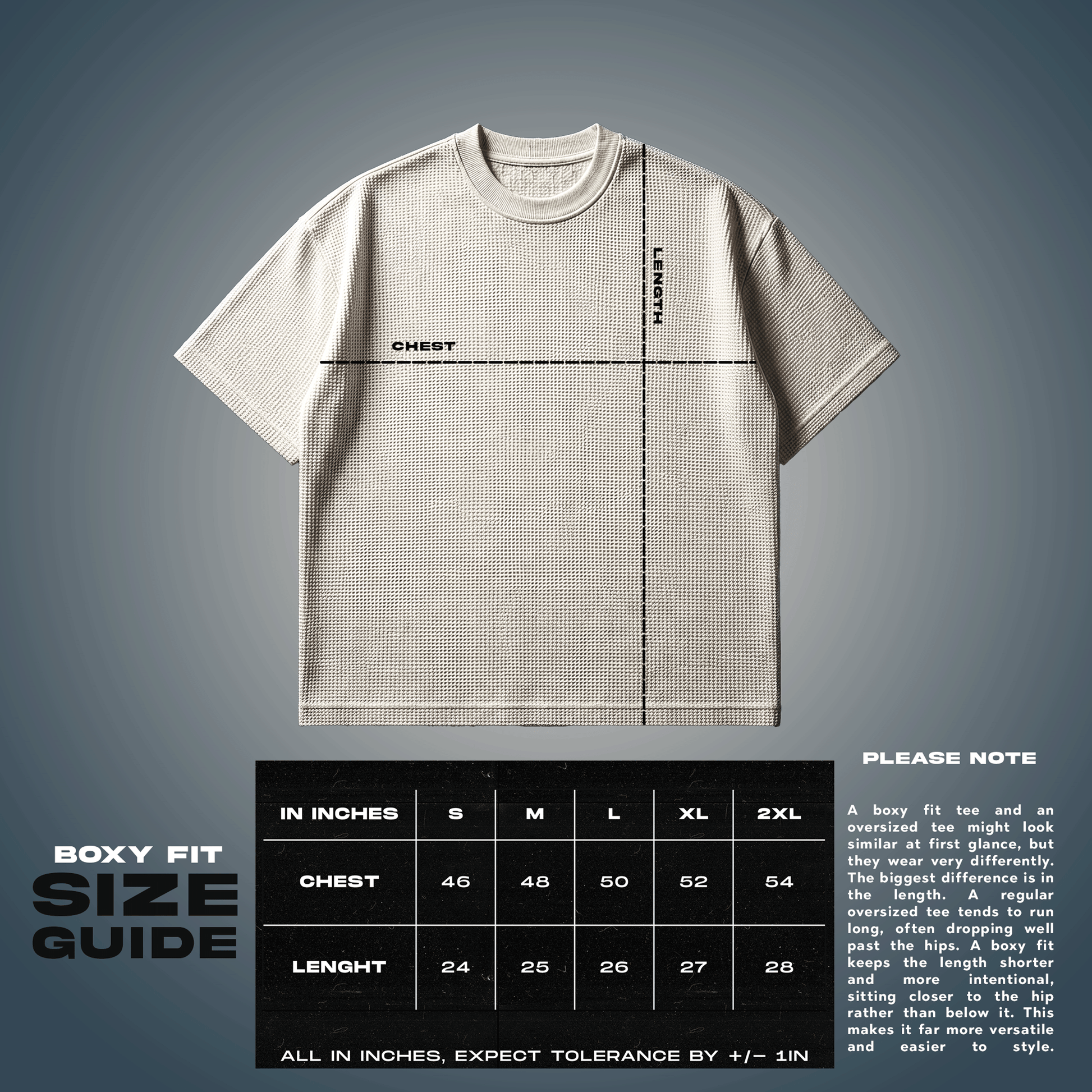 Boxy Fit Size Chart