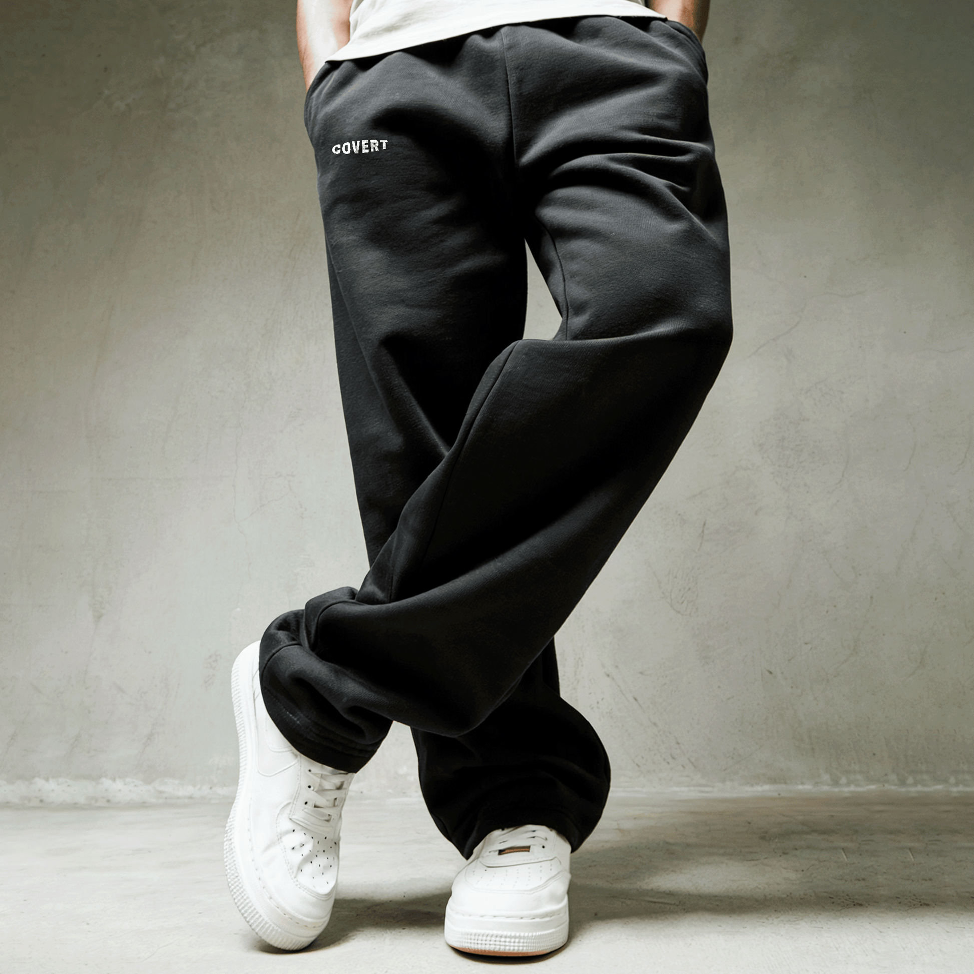 Solids: Black Korean Sweatpants Covert