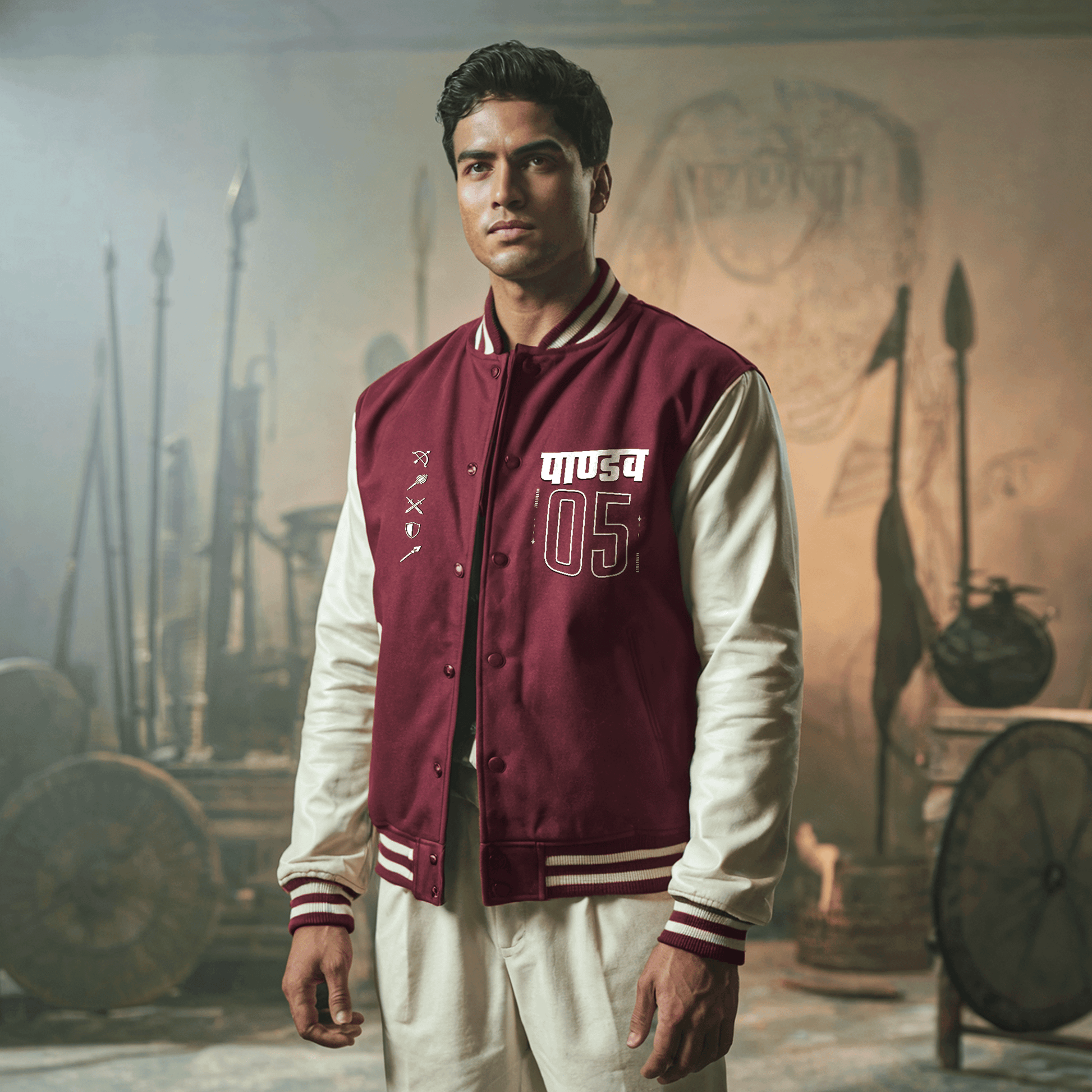 Pandavas: The Mighty Kshatriyas Varsity Jacket Covert