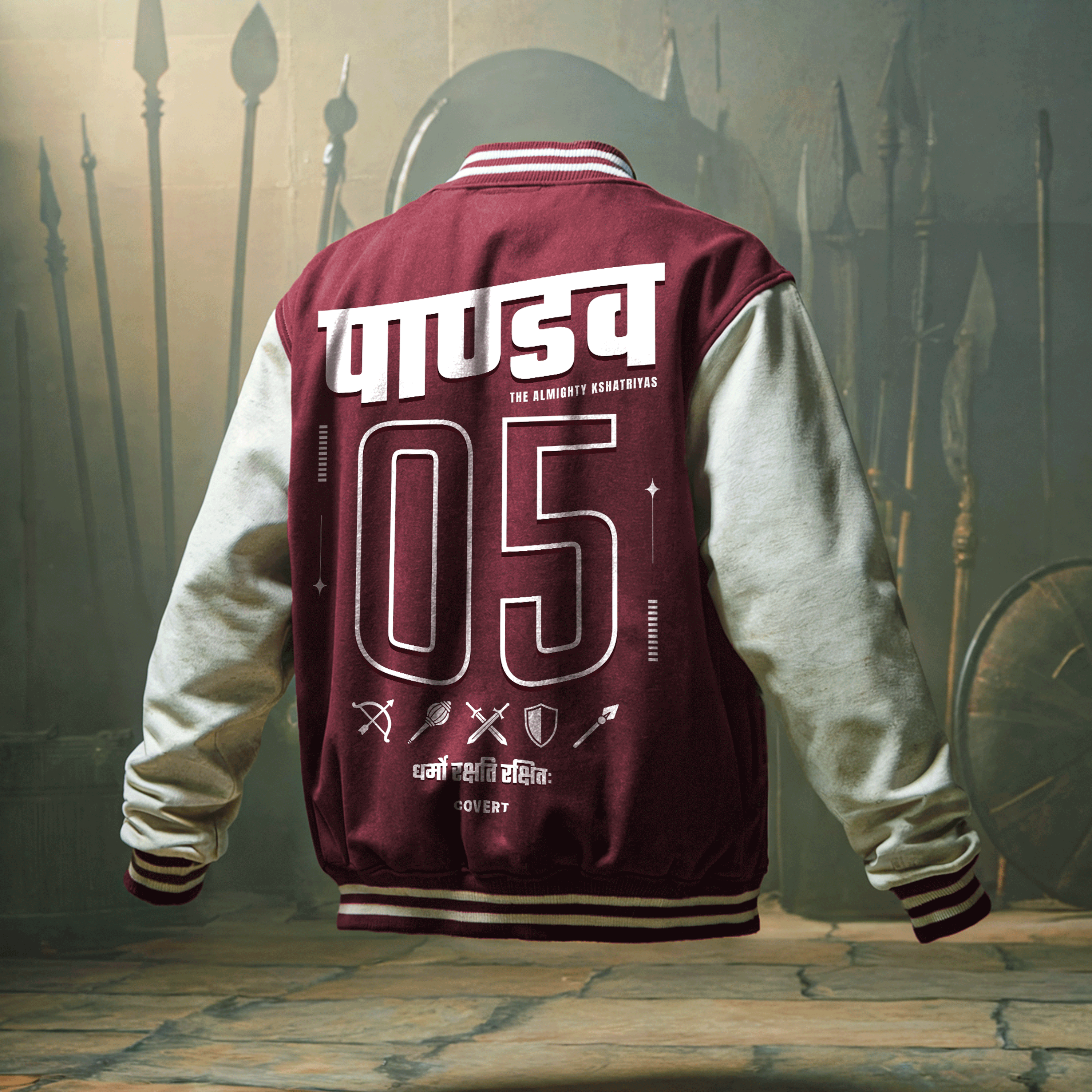 Pandavas: The Mighty Kshatriyas Varsity Jacket Covert