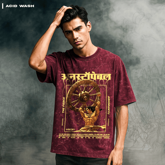 The Unstoppable Abhimanyu Oversized T-shirt (Acid Wash) Covert