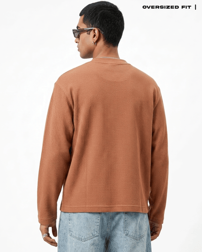 Waffle Knit Full Sleeve T-shirt Cocao Covert