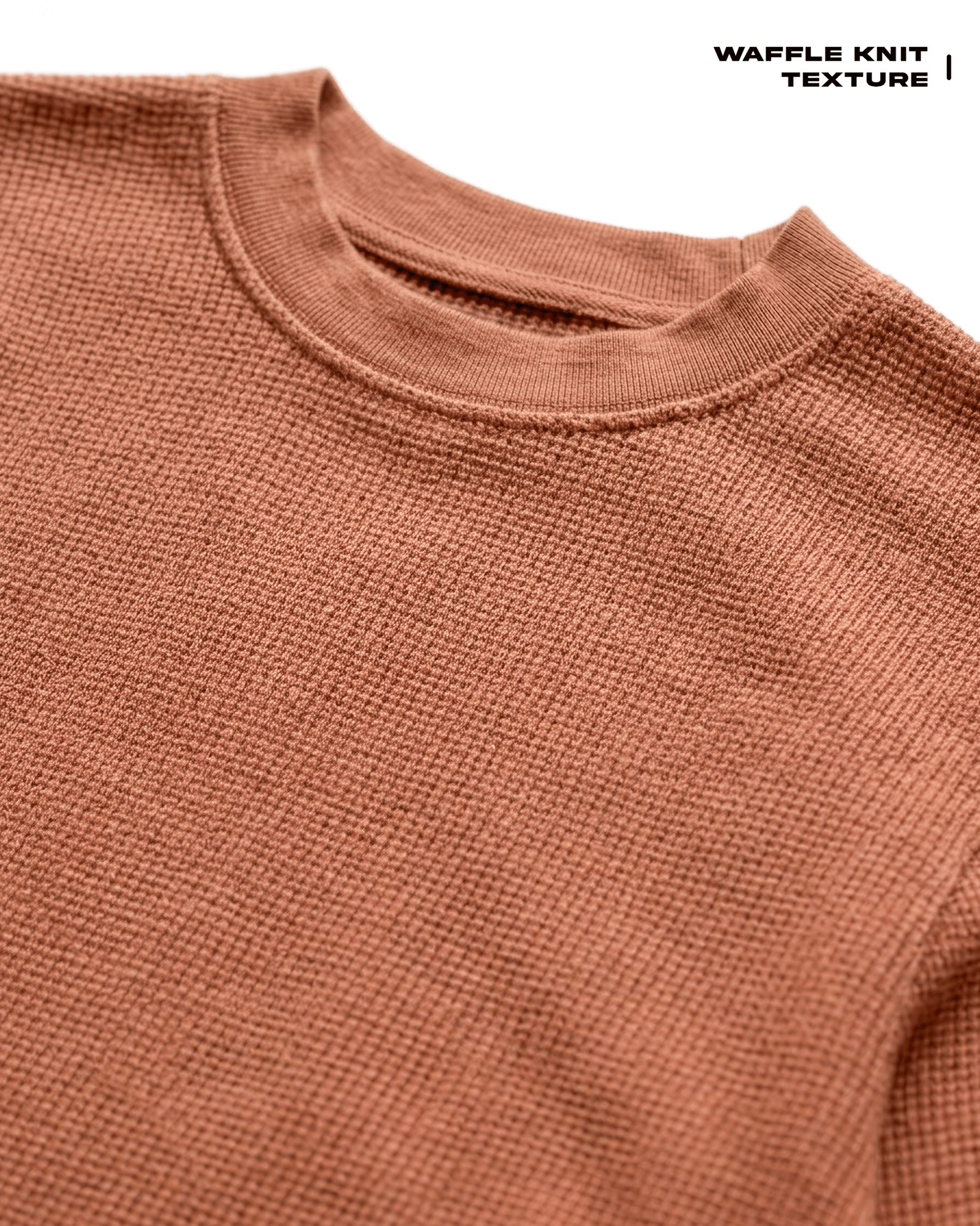 Waffle Knit Full Sleeve T-shirt Cocao Covert