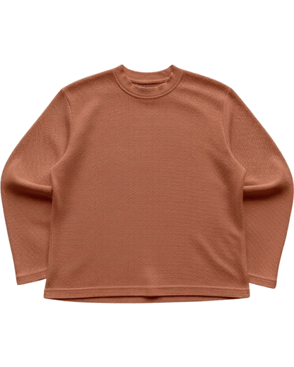 Waffle Knit Full Sleeve T-shirt Cocao Covert