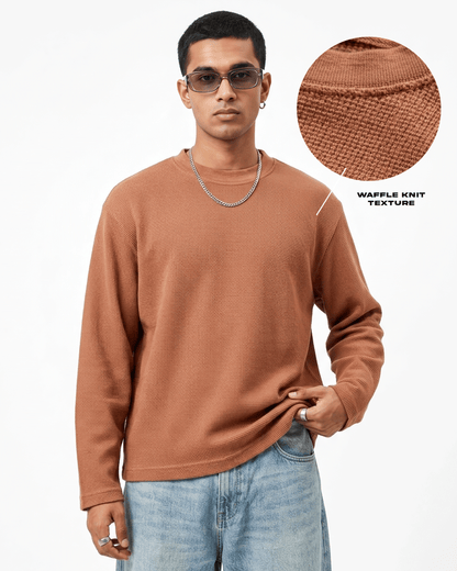 Waffle-Knit-Full-Sleeve-T-shirt-_Cocao_-Covert