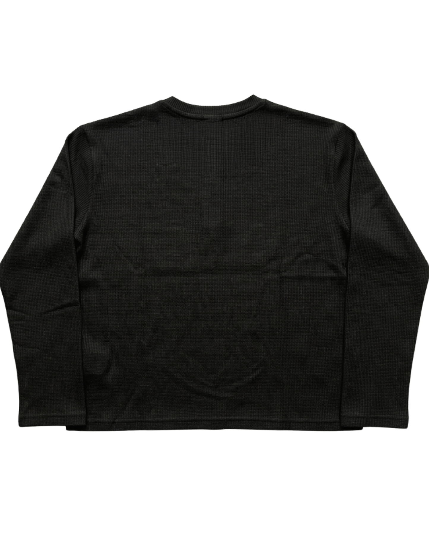 A Waffle Knit Henley Full Sleeve T-shirt with a subtle textured knit pattern, shown from the back against a plain white background.