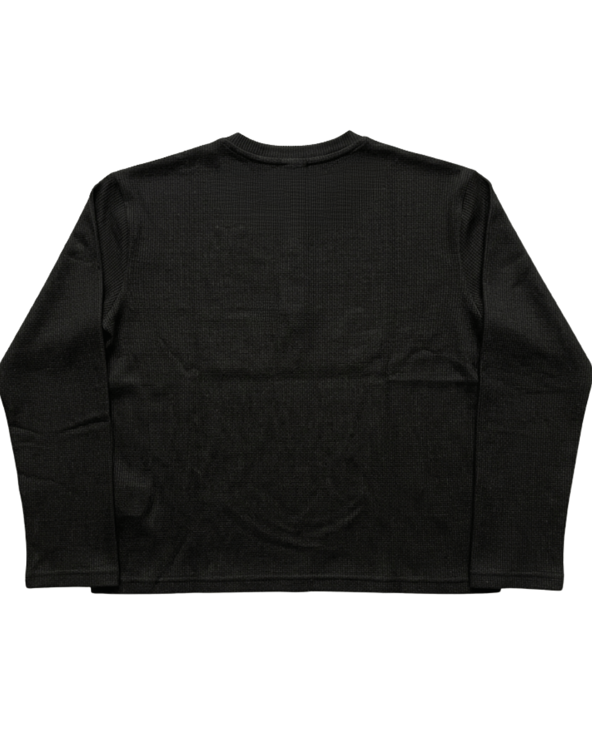 A Waffle Knit Henley Full Sleeve T-shirt with a subtle textured knit pattern, shown from the back against a plain white background.