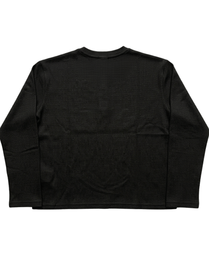 A Waffle Knit Henley Full Sleeve T-shirt with a subtle textured knit pattern, shown from the back against a plain white background.